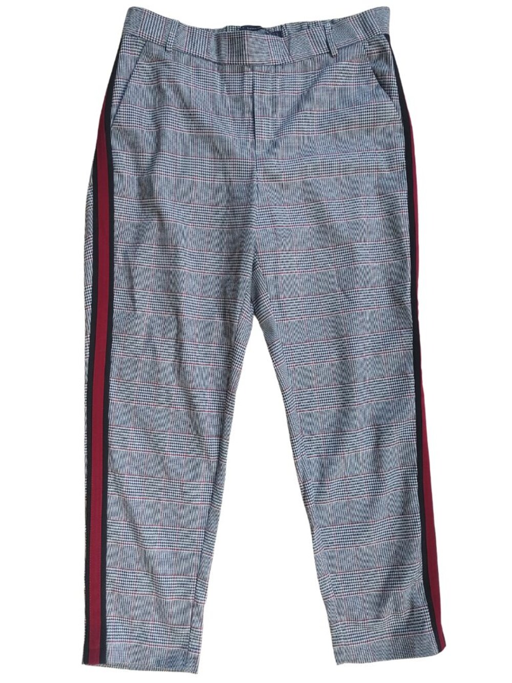 ZARA Trafaluc Glen Plaid Trousers with Racing Stripe - Size Medium